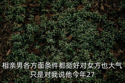 相親男各方面條件都挺好對女方也大氣只是對我說他今年27