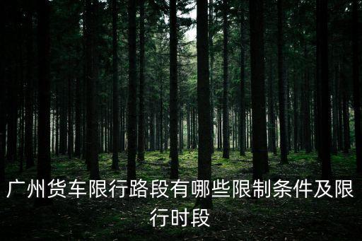 廣州貨車限行路段有哪些限制條件及限行時(shí)段