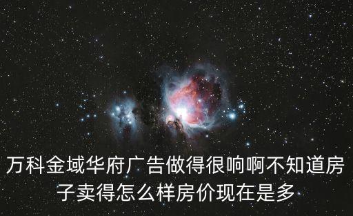 萬科金域華府廣告做得很響啊不知道房子賣得怎么樣房價(jià)現(xiàn)在是多