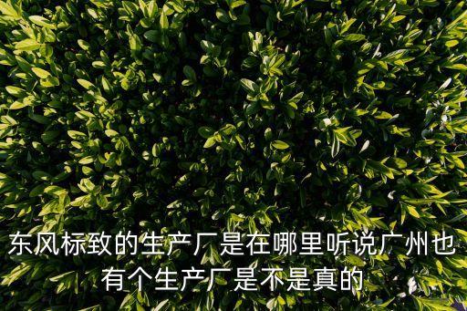 億海標(biāo)致廣州汕頭，東風(fēng)標(biāo)致的生產(chǎn)廠是在哪里聽說廣州也有個生產(chǎn)廠是不是真的