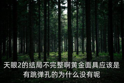 天眼2的結局不完整啊黃金面具應該是有跳彈孔的為什么沒有呢