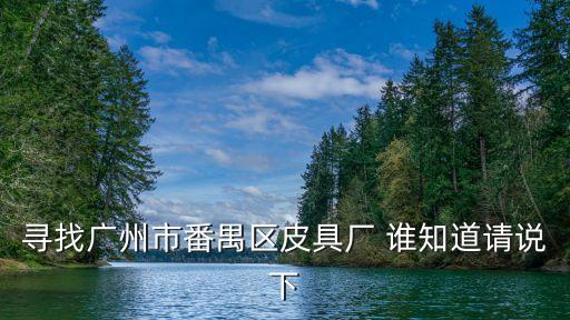 尋找廣州市番禺區皮具廠 誰知道請說下