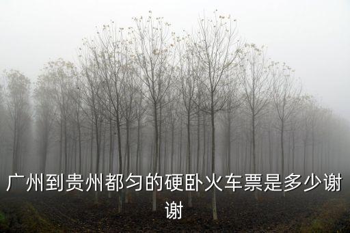 廣州到貴州都勻的硬臥火車票是多少謝謝
