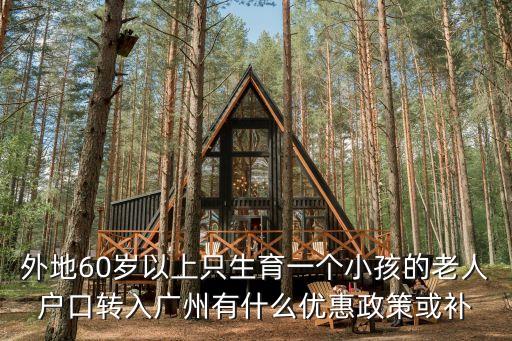 外地60歲以上只生育一個小孩的老人戶口轉入廣州有什么優惠政策或補