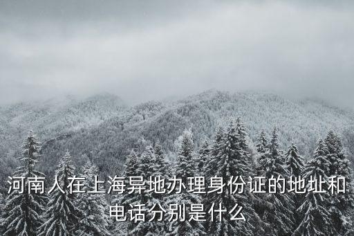 河南人在上海異地辦理身份證的地址和電話分別是什么