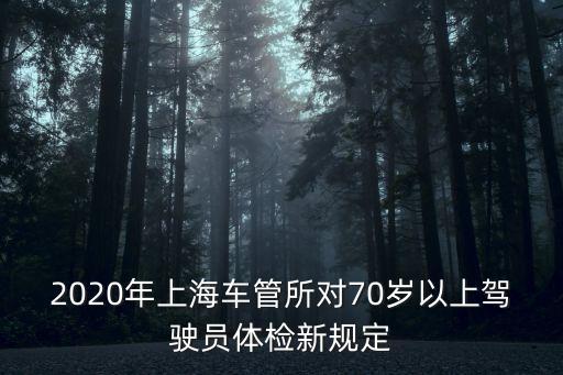 2020年上海車管所對70歲以上駕駛員體檢新規定