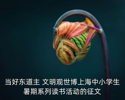 當好東道主 文明觀世博上海中小學生暑期系列讀書活動的征文