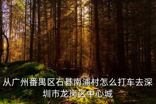 南埔村廣州，從廣州番禺區石碁南浦村怎么打車去深圳市龍崗區中心城