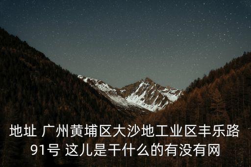 地址 廣州黃埔區(qū)大沙地工業(yè)區(qū)豐樂路91號(hào) 這兒是干什么的有沒有網(wǎng)