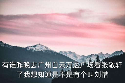 有誰昨晚去廣州白云萬達廣場看張敬軒了我想知道是不是有個叫劉惜