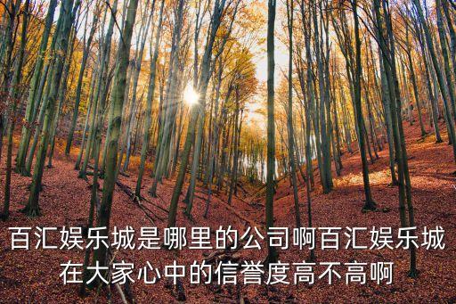 百匯娛樂城是哪里的公司啊百匯娛樂城在大家心中的信譽度高不高啊