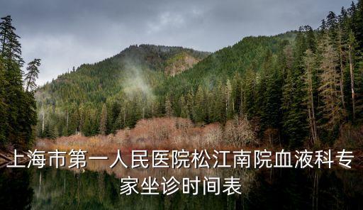 上海市第一人民醫院松江南院血液科專家坐診時間表