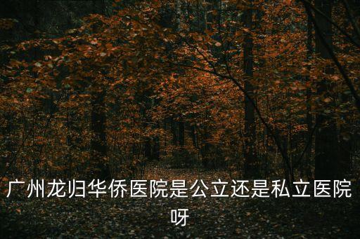 廣州龍歸華僑醫院是公立還是私立醫院呀