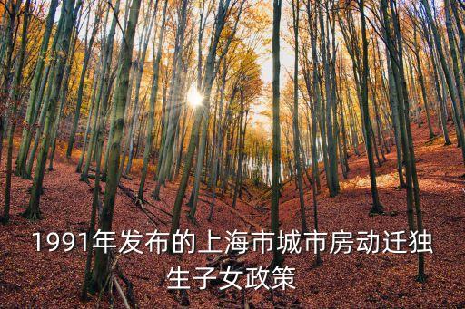 1991年發(fā)布的上海市城市房動遷獨生子女政策