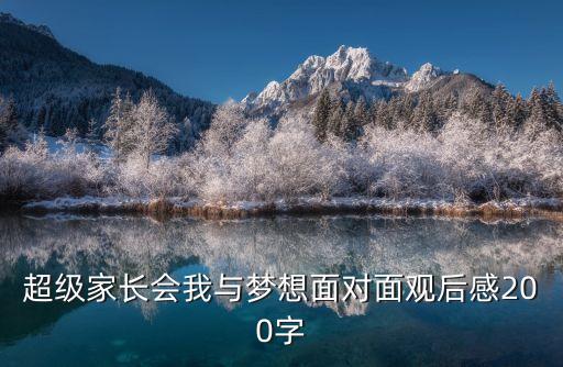 廣州恒大液氮，超級家長會 我和夢想面對面觀后感500字