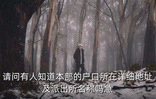 請問有人知道本部的戶口所在詳細(xì)地址及派出所名稱嗎急