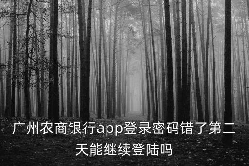 廣州農商銀行app登錄密碼錯了第二天能繼續登陸嗎