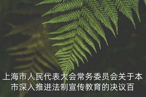 上海市人民代表大會常務委員會關于本市深入推進法制宣傳教育的決議百