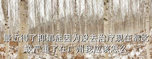 最近得了抑郁癥因為沒去治療現在都比較嚴重了在廣州我應該怎么