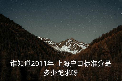 誰知道2011年 上海戶口標準分是多少跪求呀