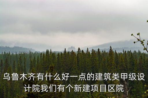 烏魯木齊有什么好一點的建筑類甲級設計院我們有個新建項目區院