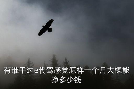有誰干過e代駕感覺怎樣一個月大概能掙多少錢