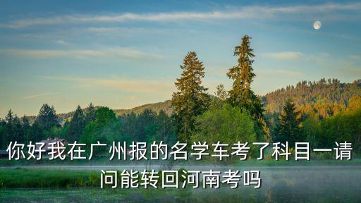 廣州考的駕照可以回衡陽考嗎，在廣州駕校學車可以遷回湖南嗎