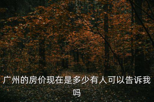 廣州的房價現在是多少有人可以告訴我嗎