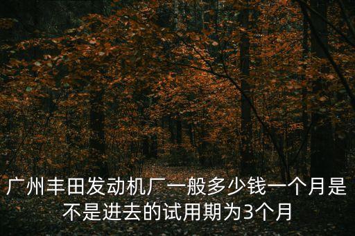 廣州豐田發動機廠一般多少錢一個月是不是進去的試用期為3個月
