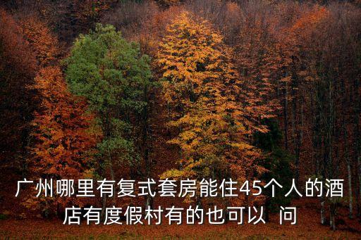 廣州威喜登匯峰國際公寓酒店，廣州哪里有復式套房能住45個人的酒店有度假村有的也可以  問