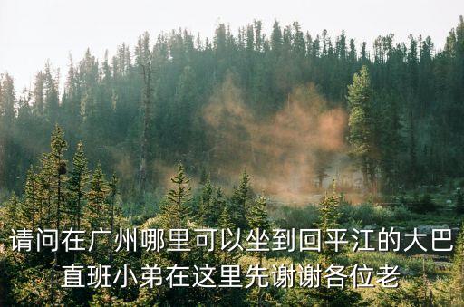廣州到平江有直班車嗎，請問在廣州哪里可以坐到回平江的大巴直班小弟在這里先謝謝各位老