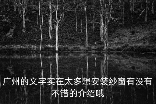 廣州的文字實在太多想安裝紗窗有沒有不錯的介紹哦