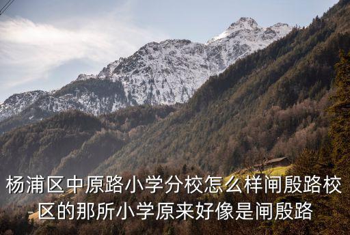 上海市中原路小學教師，楊浦區中原路小學分校怎么樣閘殷路校區的那所小學原來好像是閘殷路