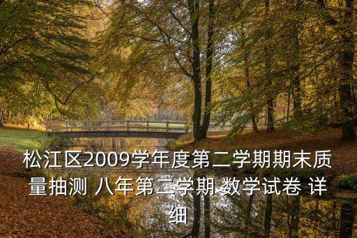 松江區2009學年度第二學期期末質量抽測 八年第二學期 數學試卷 詳細