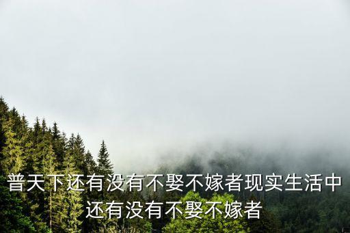 普天下還有沒有不娶不嫁者現實生活中還有沒有不娶不嫁者
