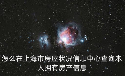 怎么在上海市房屋狀況信息中心查詢本人擁有房產信息