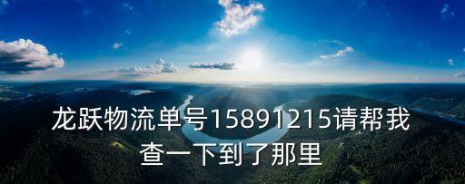 龍躍物流單號15891215請幫我查一下到了那里