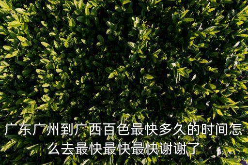 廣東廣州到廣西百色最快多久的時(shí)間怎么去最快最快最快謝謝了