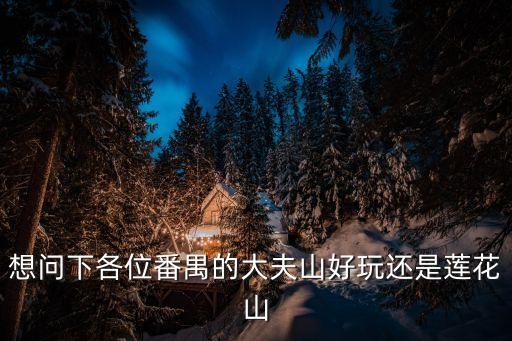 想問下各位番禺的大夫山好玩還是蓮花山