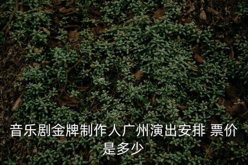 音樂劇金牌制作人廣州演出安排 票價是多少