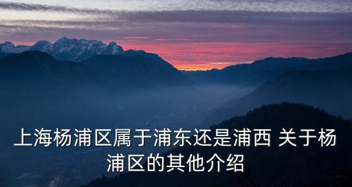上海市楊埔區，上海楊浦區