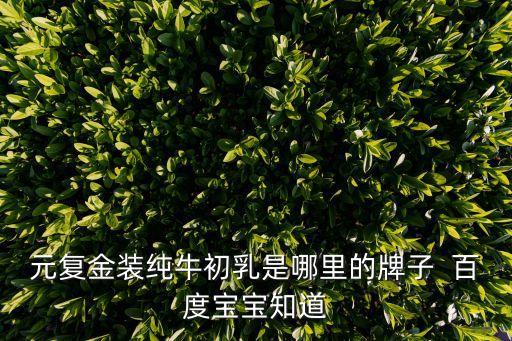 元復金裝純牛初乳是哪里的牌子  百度寶寶知道