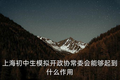 上海初中生模擬開政協常委會能夠起到什么作用