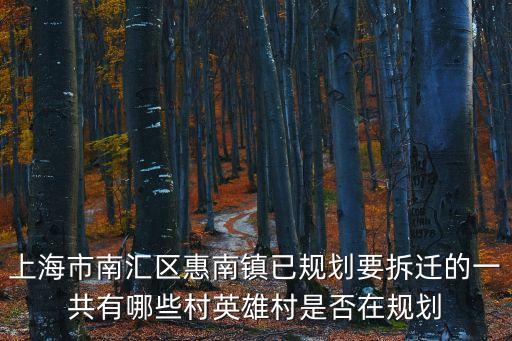 上海市惠南鎮(zhèn)建了很多安置房，上海市南匯區(qū)惠南鎮(zhèn)已規(guī)劃要拆遷的一共有哪些村英雄村是否在規(guī)劃