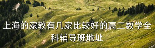 上海的家教有幾家比較好的高二數學全科輔導班地址