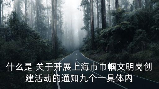 什么是 關于開展上海市巾幗文明崗創建活動的通知九個一具體內