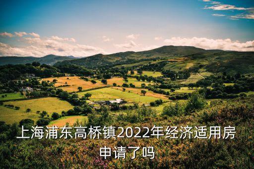 上海市高橋房產，上海浦東高橋鎮2022年經濟適用房申請了嗎