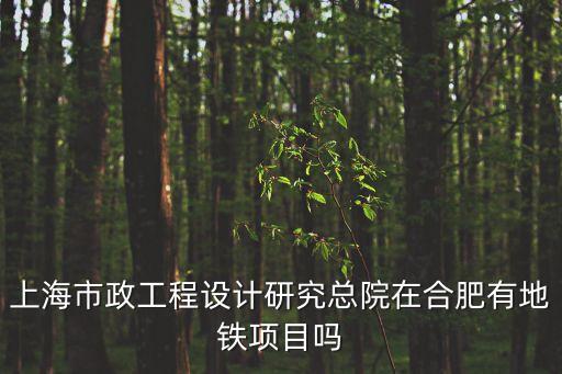 上海市政工程設計研究總院在合肥有地鐵項目嗎