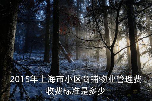 上海市2015年物業費調價，2015年上海市小區商鋪物業管理費收費標準是多少