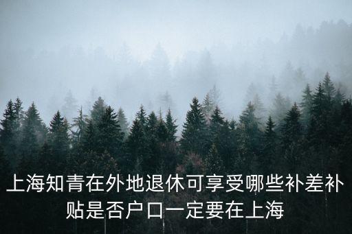 上海知青在外地退休可享受哪些補差補貼是否戶口一定要在上海